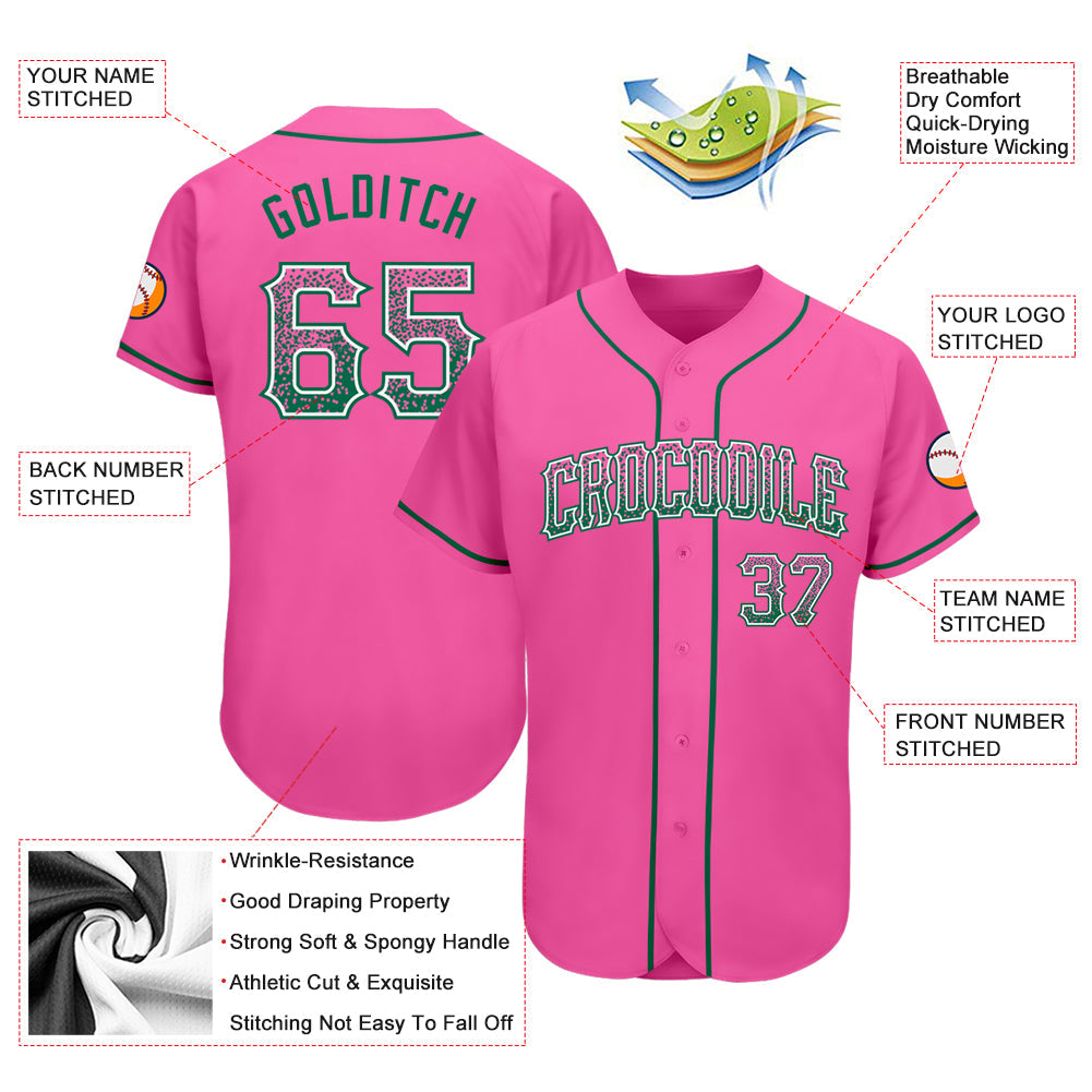 Custom Pink Kelly Green-White Authentic Drift Fashion Baseball Jersey - Sky-Custom