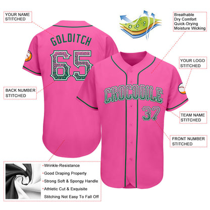 Custom Pink Kelly Green-White Authentic Drift Fashion Baseball Jersey - Sky-Custom