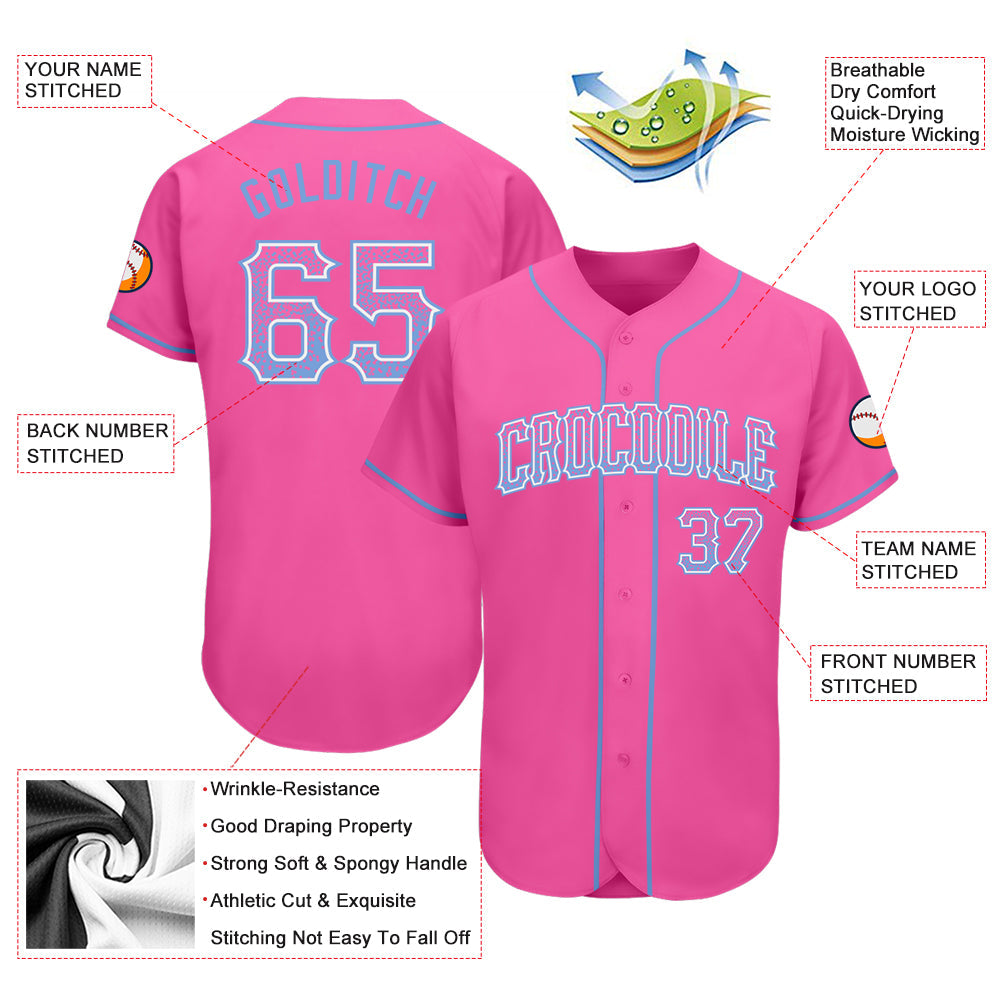 Custom Pink Light Blue-White Authentic Drift Fashion Baseball Jersey - Sky-Custom