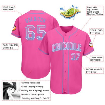 Custom Pink Light Blue-White Authentic Drift Fashion Baseball Jersey - Sky-Custom
