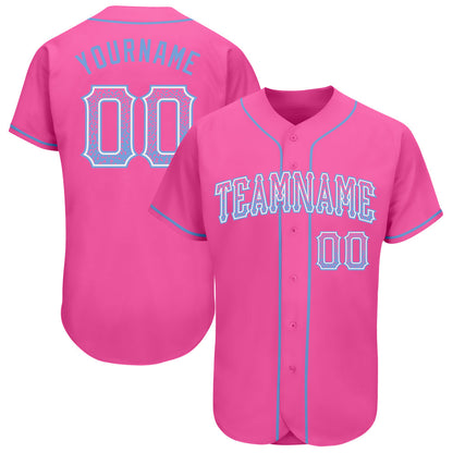 Custom Pink Light Blue-White Authentic Drift Fashion Baseball Jersey - Sky-Custom