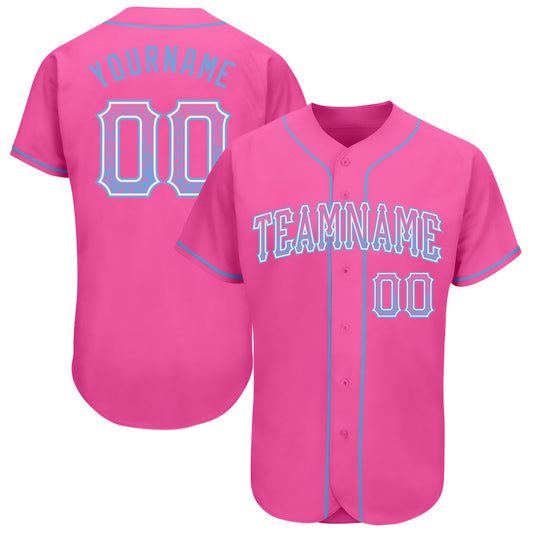 Custom Pink Light Blue-White Authentic Drift Fashion Baseball Jersey - Sky-Custom