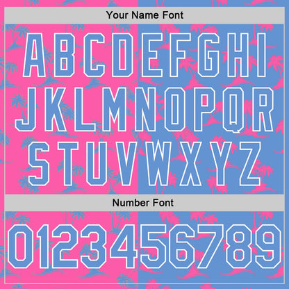 Custom Pink Light Blue-White 3D Pattern Hawaii Palm Trees Authentic Basketball Jersey - Sky-Custom