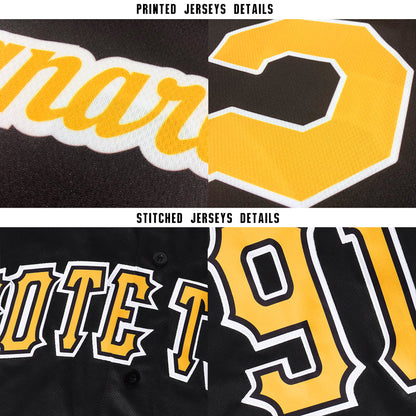 Custom Black Gold-White Baseball Jersey - Sky-Custom
