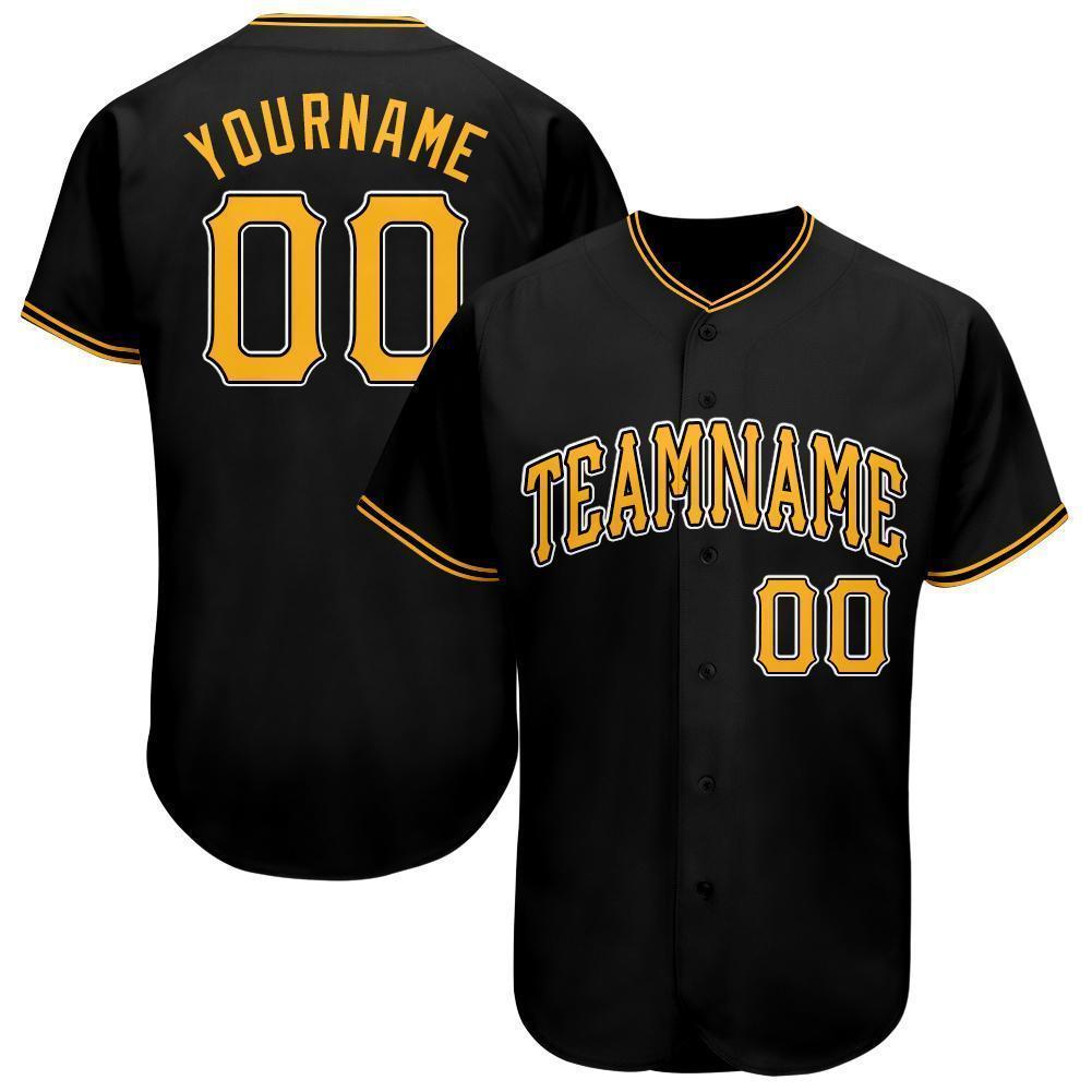 Custom Black Gold-White Baseball Jersey - Sky-Custom
