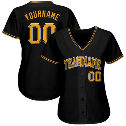 Custom Black Gold-White Baseball Jersey - Sky-Custom