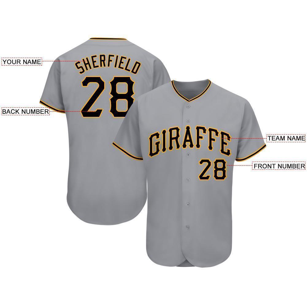 Custom Gray Black-Gold Baseball Jersey - Sky-Custom