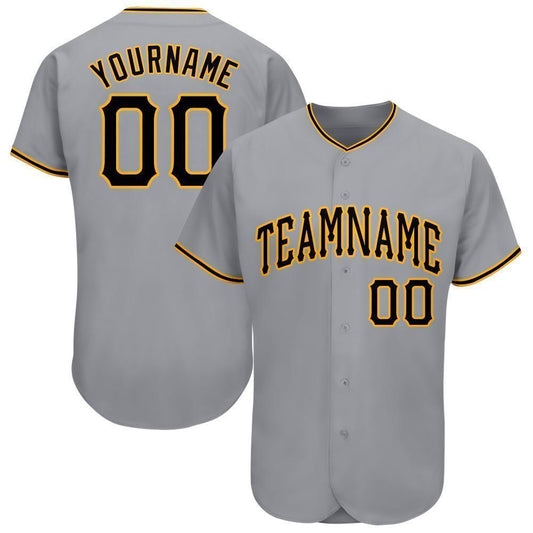 Custom Gray Black-Gold Baseball Jersey - Sky-Custom