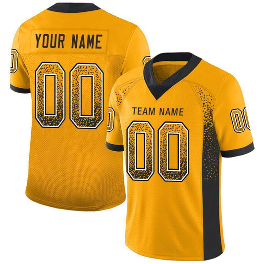 Custom Gold Black-White Mesh Drift Fashion Football Jersey - Sky-Custom