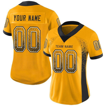 Custom Gold Black-White Mesh Drift Fashion Football Jersey - Sky-Custom