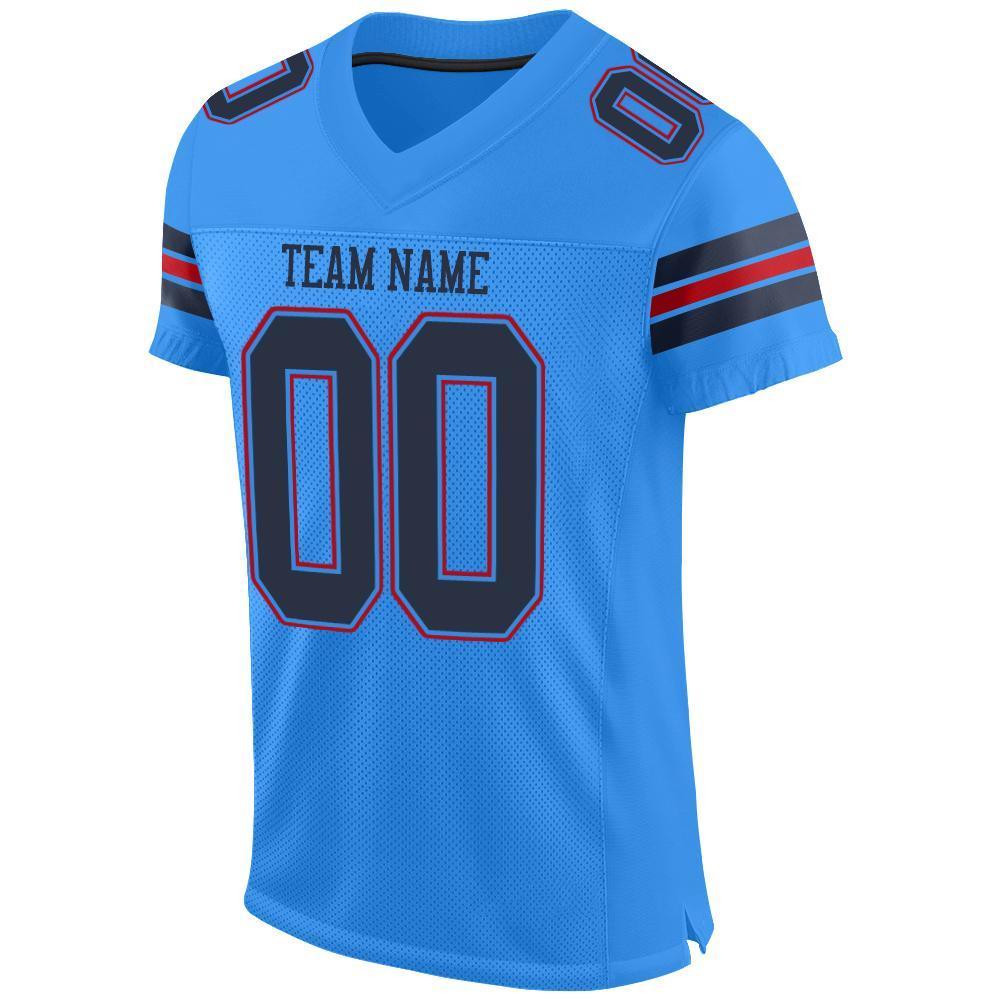 Custom Powder Blue Navy-Red Mesh Authentic Football Jersey - Sky-Custom
