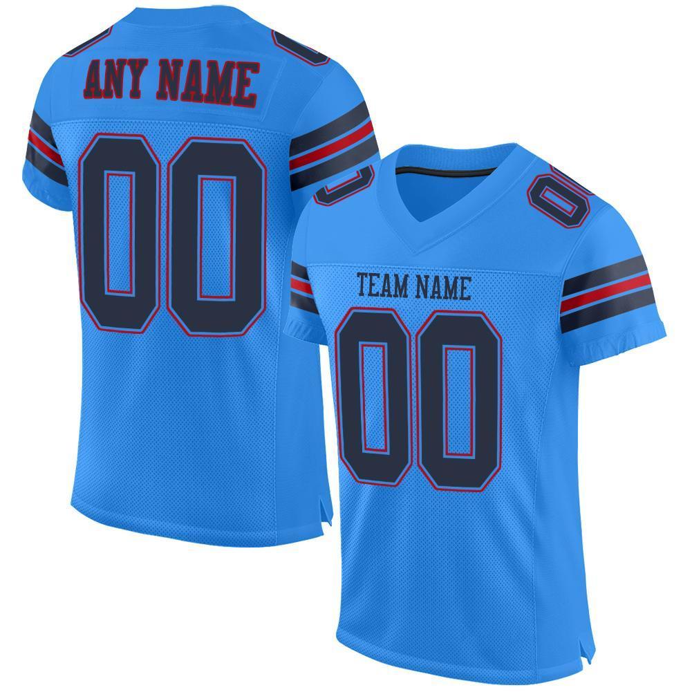 Custom Powder Blue Navy-Red Mesh Authentic Football Jersey - Sky-Custom