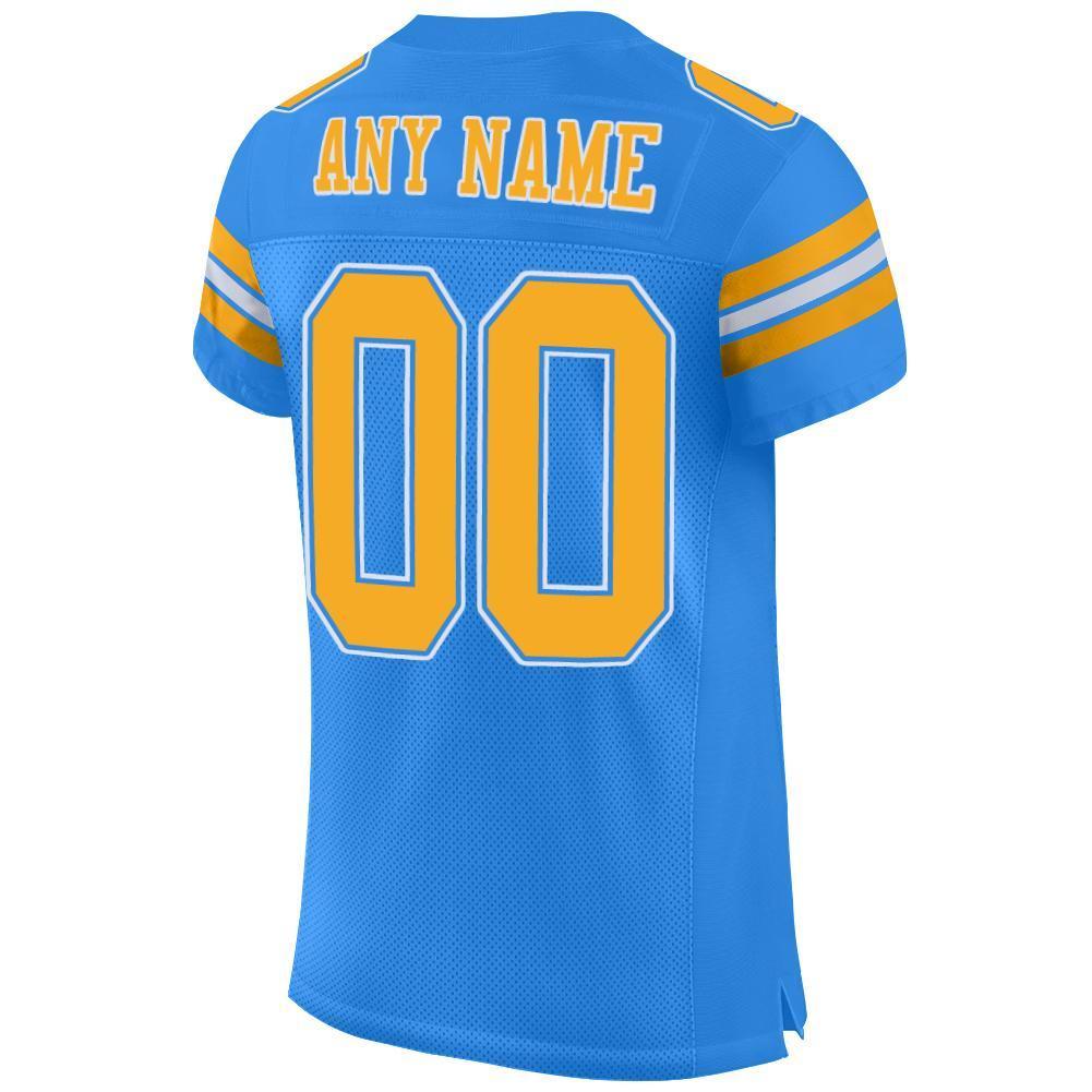 Custom Powder Blue Gold-White Mesh Authentic Football Jersey - Sky-Custom
