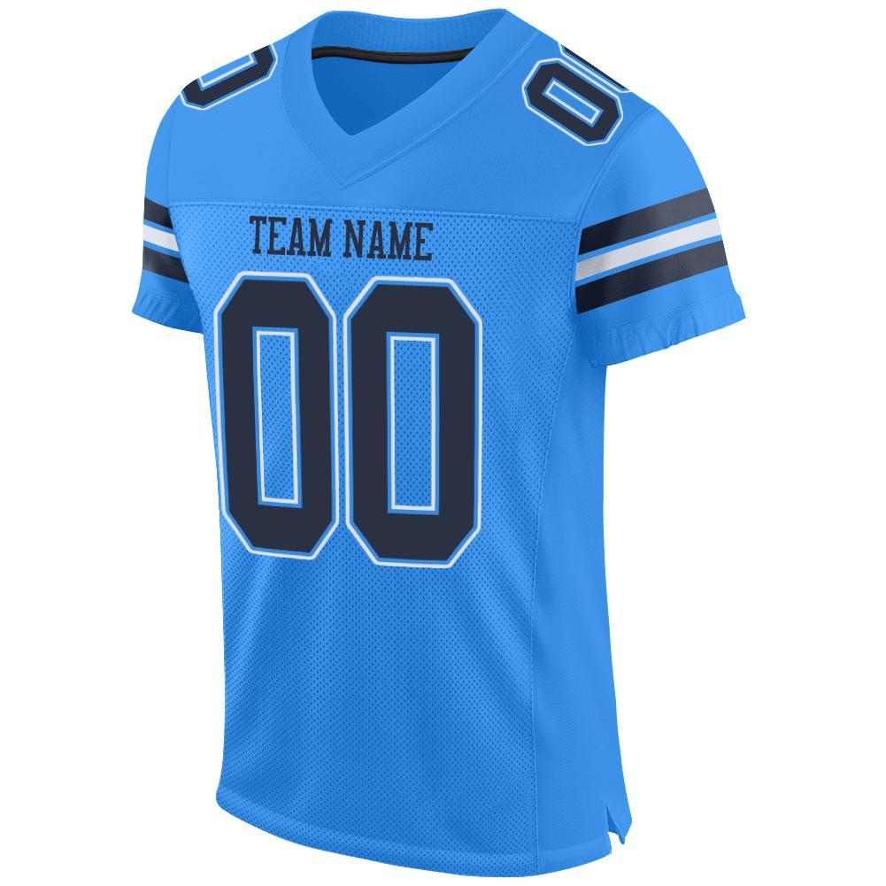 Custom Powder Blue Navy-White Mesh Authentic Football Jersey - Sky-Custom