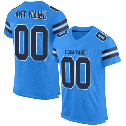 Custom Powder Blue Navy-White Mesh Authentic Football Jersey - Sky-Custom