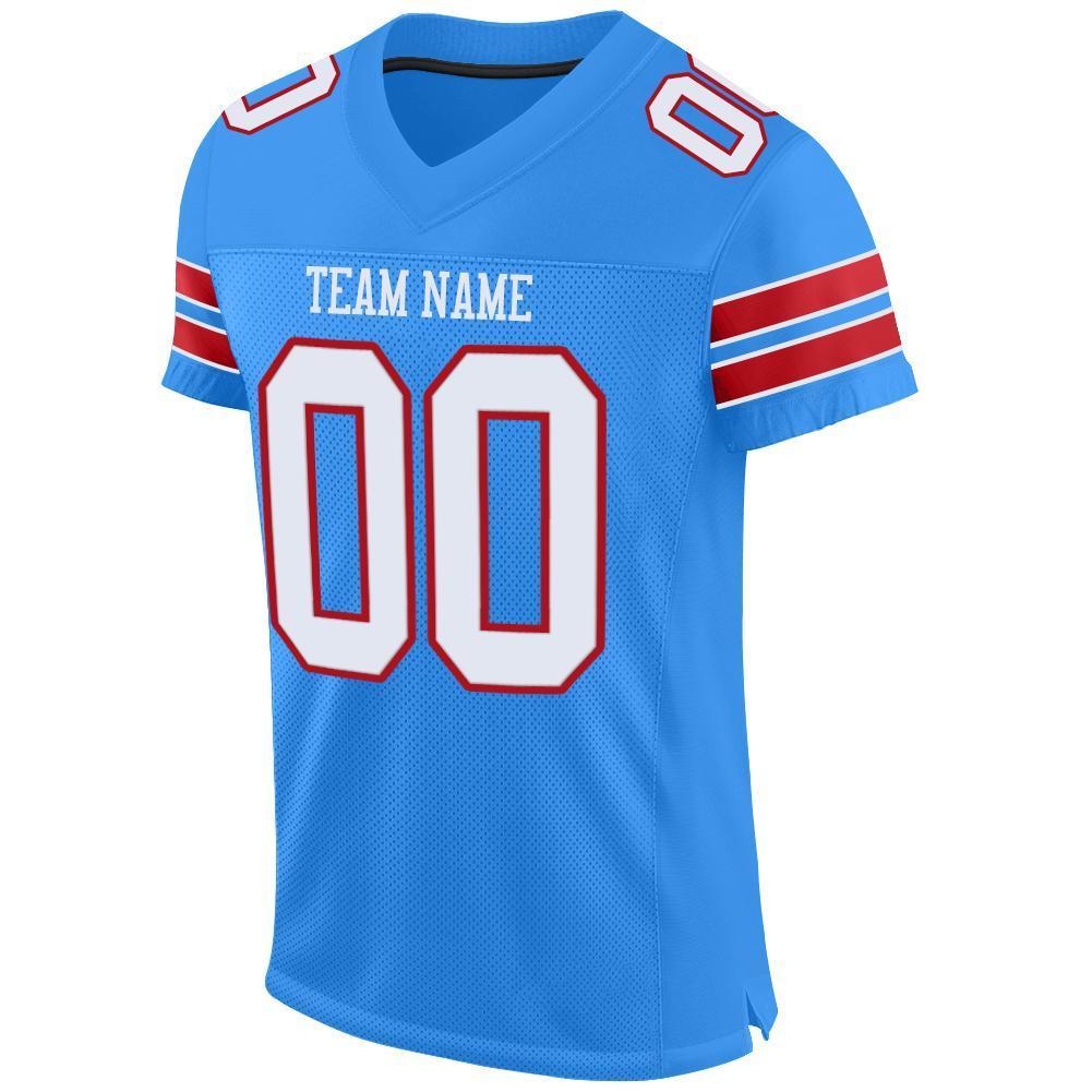 Custom Powder Blue White-Red Mesh Authentic Football Jersey - Sky-Custom