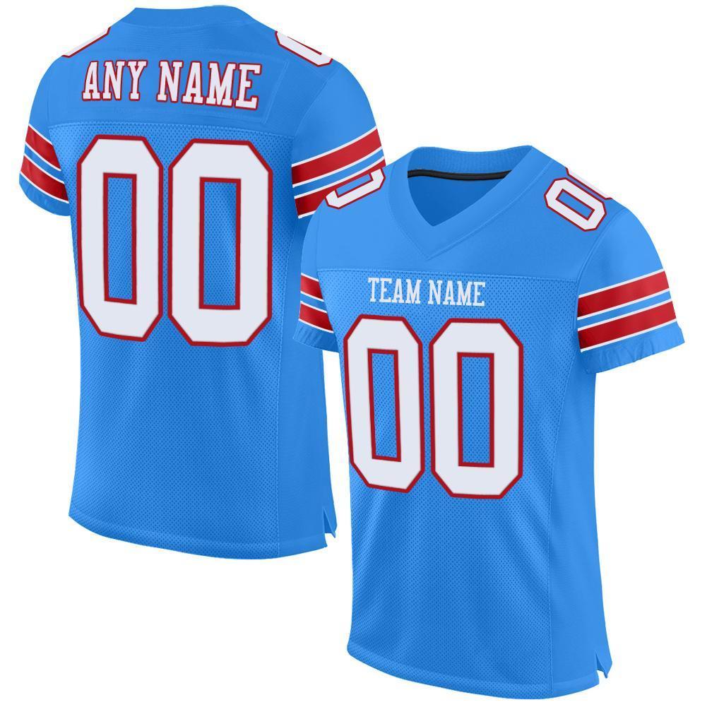 Custom Powder Blue White-Red Mesh Authentic Football Jersey - Sky-Custom