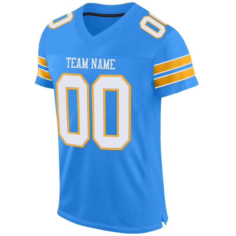 Custom Powder Blue White-Gold Mesh Authentic Football Jersey - Sky-Custom