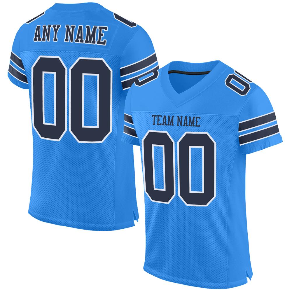 Custom Powder Blue Navy-White Mesh Authentic Football Jersey - Sky-Custom