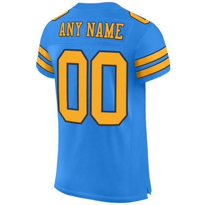 Custom Powder Blue Gold-Navy Mesh Authentic Football Jersey - Sky-Custom