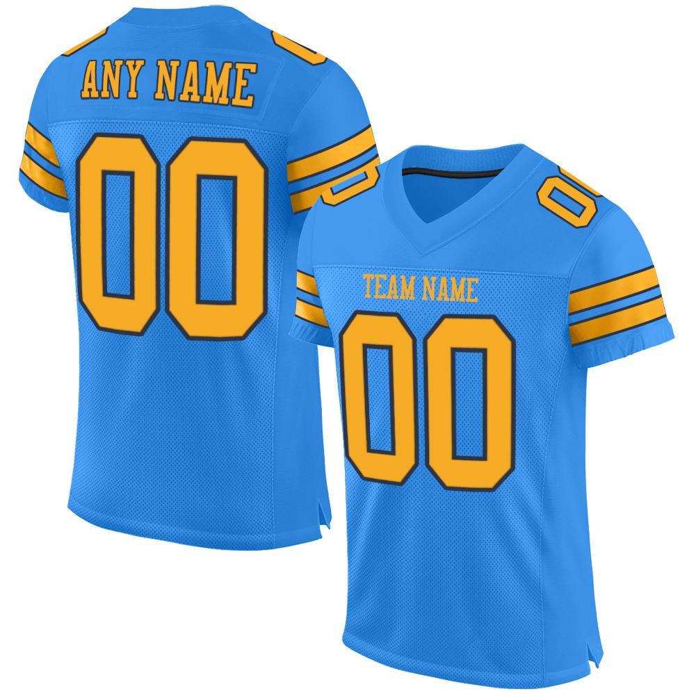 Custom Powder Blue Gold-Navy Mesh Authentic Football Jersey - Sky-Custom