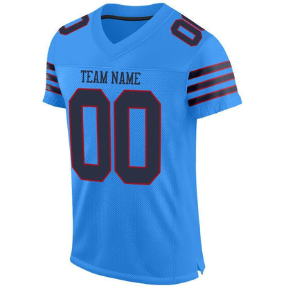 Custom Powder Blue Navy-Red Mesh Authentic Football Jersey - Sky-Custom