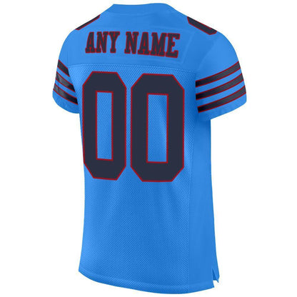 Custom Powder Blue Navy-Red Mesh Authentic Football Jersey - Sky-Custom