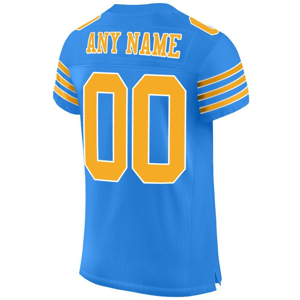 Custom Powder Blue Gold-White Mesh Authentic Football Jersey - Sky-Custom
