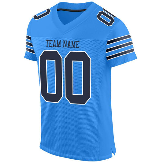 Custom Powder Blue Navy-White Mesh Authentic Football Jersey - Sky-Custom