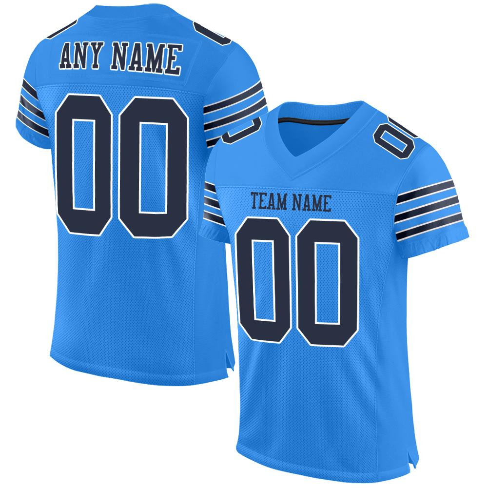 Custom Powder Blue Navy-White Mesh Authentic Football Jersey - Sky-Custom