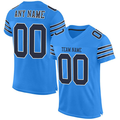 Custom Powder Blue Navy-White Mesh Authentic Football Jersey - Sky-Custom