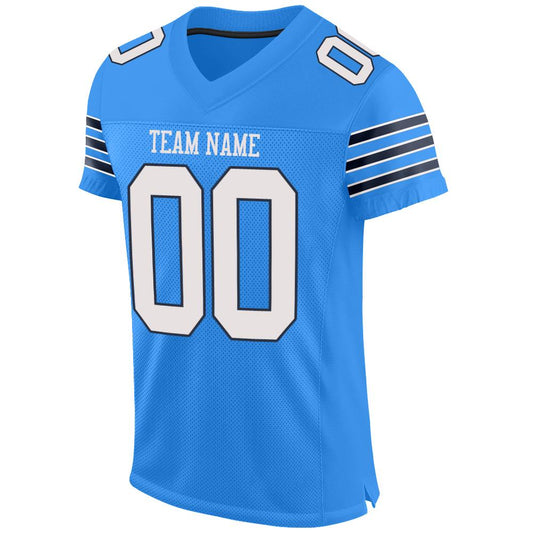 Custom Powder Blue White-Navy Mesh Authentic Football Jersey - Sky-Custom