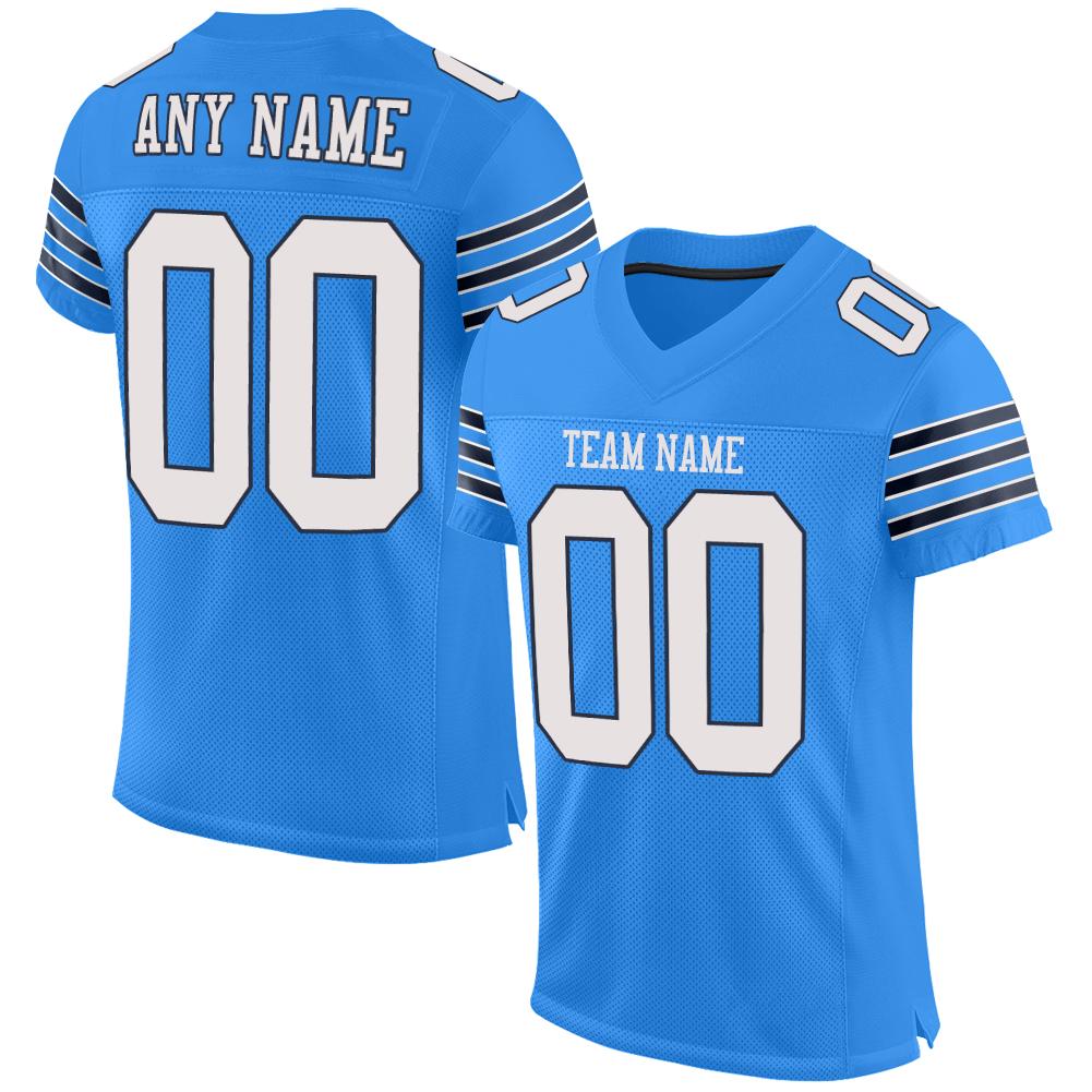 Custom Powder Blue White-Navy Mesh Authentic Football Jersey - Sky-Custom