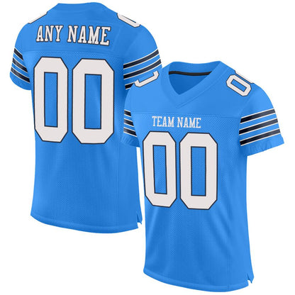 Custom Powder Blue White-Navy Mesh Authentic Football Jersey - Sky-Custom