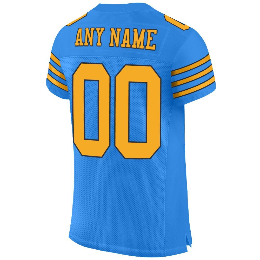 Custom Powder Blue Gold-Navy Mesh Authentic Football Jersey - Sky-Custom