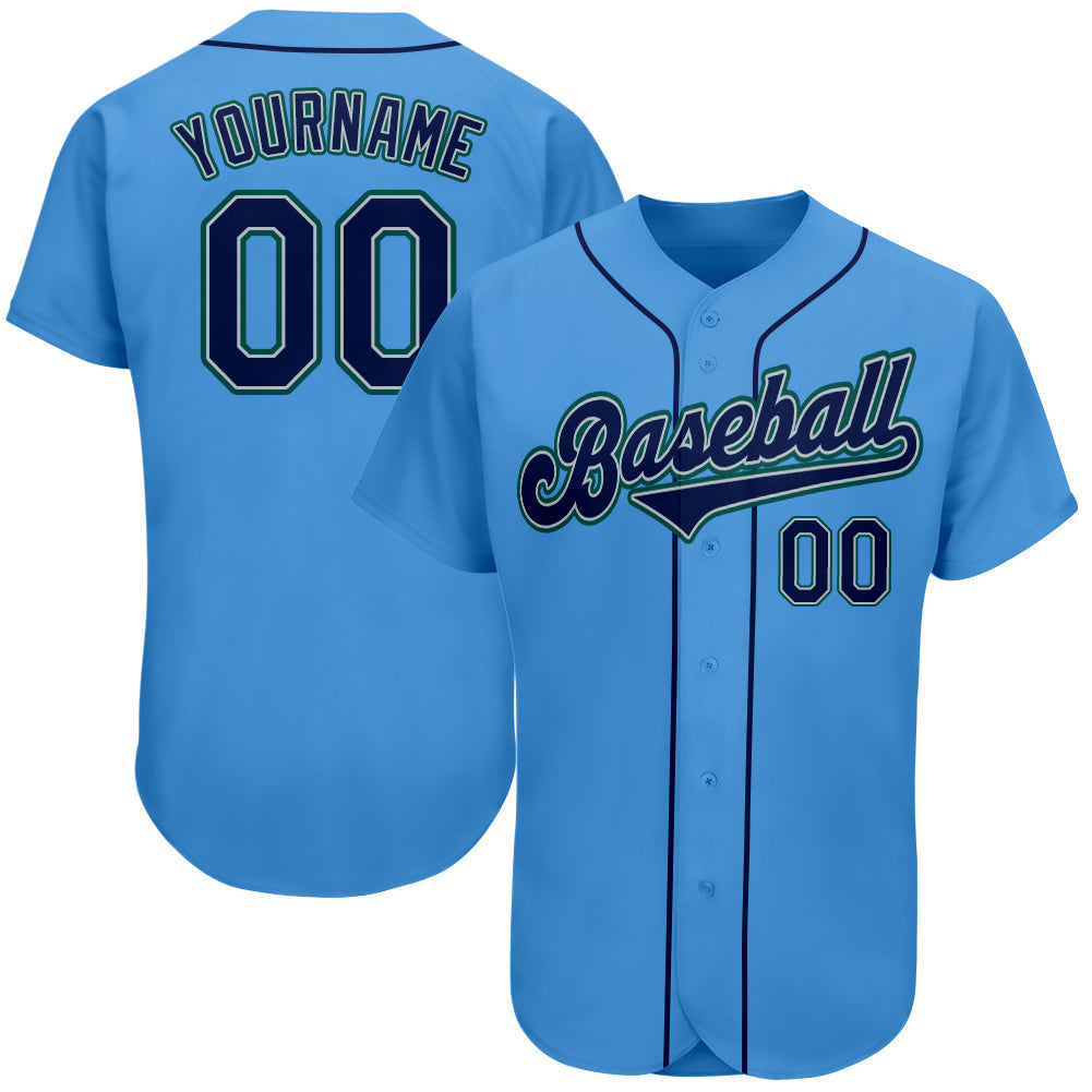 Custom Powder Blue Navy-Teal Authentic Baseball Jersey - Sky-Custom