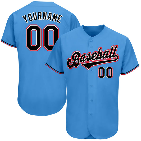 Custom Powder Blue Black-Orange Authentic Baseball Jersey - Sky-Custom
