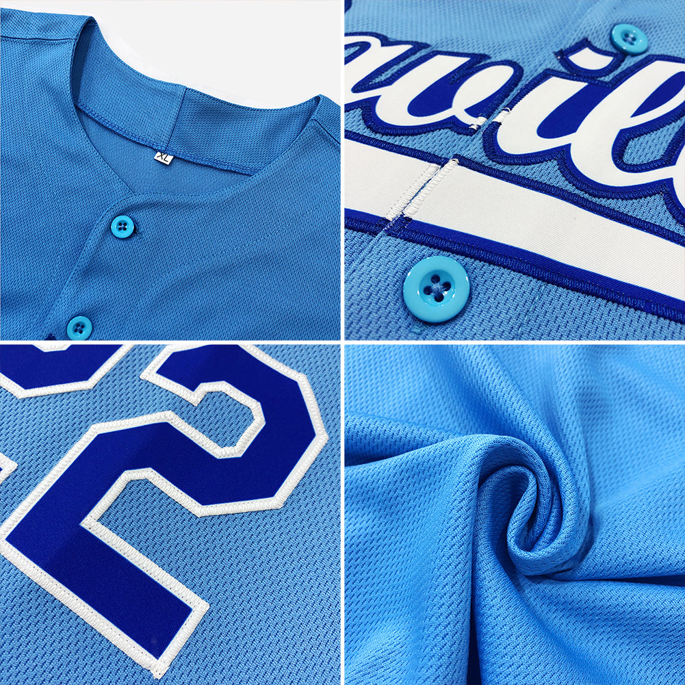 Custom Powder Blue Red-Navy Authentic Baseball Jersey - Sky-Custom