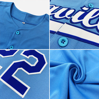 Custom Powder Blue Red-Navy Authentic Baseball Jersey - Sky-Custom