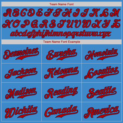 Custom Powder Blue Red-Navy Authentic Baseball Jersey - Sky-Custom