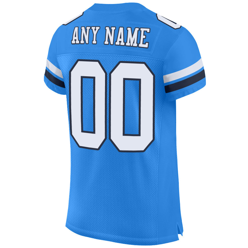 Custom Powder Blue White-Navy Mesh Authentic Football Jersey - Sky-Custom