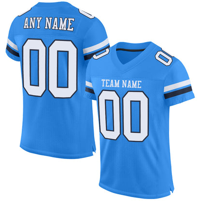 Custom Powder Blue White-Navy Mesh Authentic Football Jersey - Sky-Custom