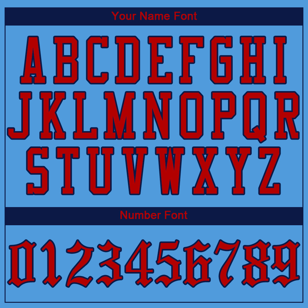 Custom Powder Blue Red-Navy Authentic Baseball Jersey - Sky-Custom