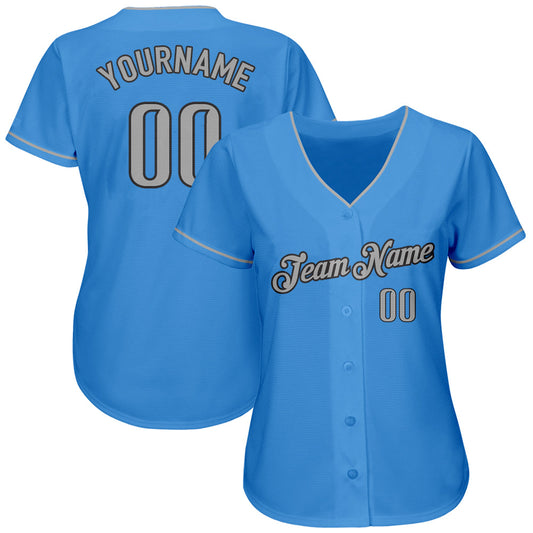 Custom Powder Blue Gray-Steel Gray Authentic Baseball Jersey - Sky-Custom