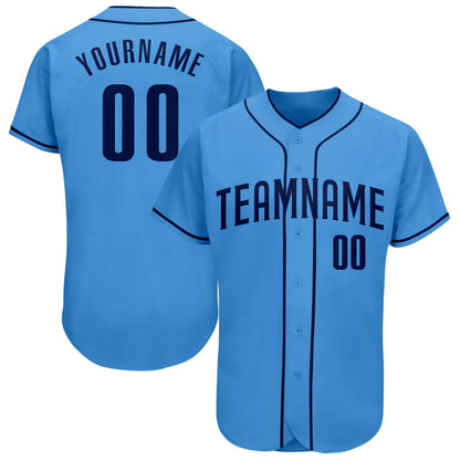 Custom Powder Blue Navy Authentic Baseball Jersey - Sky-Custom