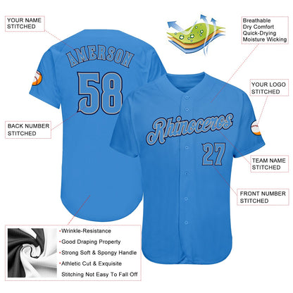 Custom Powder Blue Powder Blue-Navy Authentic Baseball Jersey - Sky-Custom