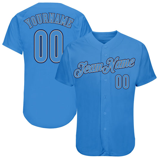 Custom Powder Blue Powder Blue-Navy Authentic Baseball Jersey - Sky-Custom