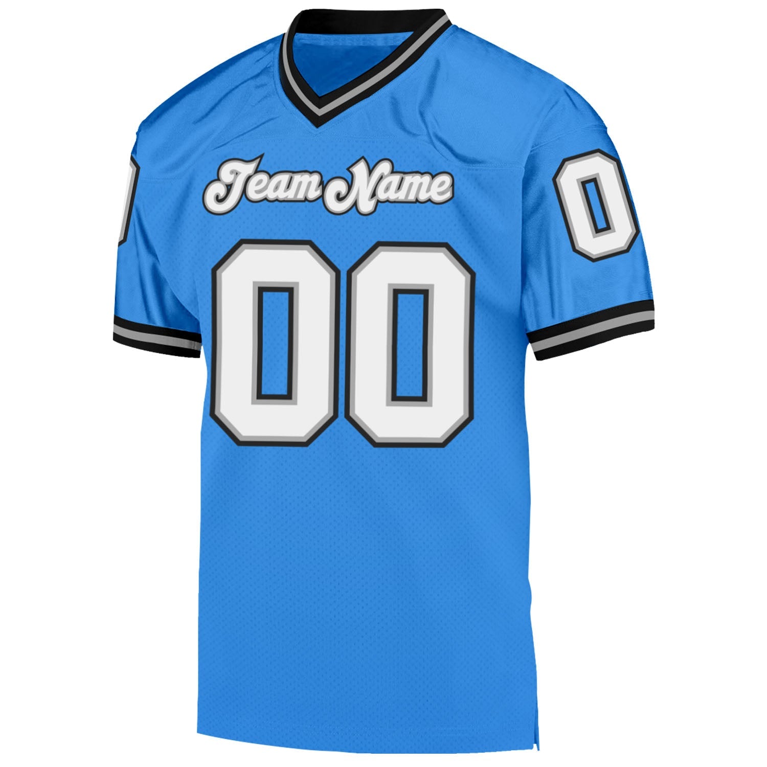 Custom Powder Blue White-Black Mesh Authentic Throwback Football Jersey - Sky-Custom