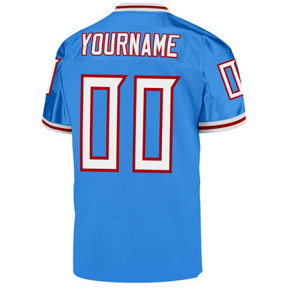 Custom Powder Blue White-Red Mesh Authentic Throwback Football Jersey - Sky-Custom