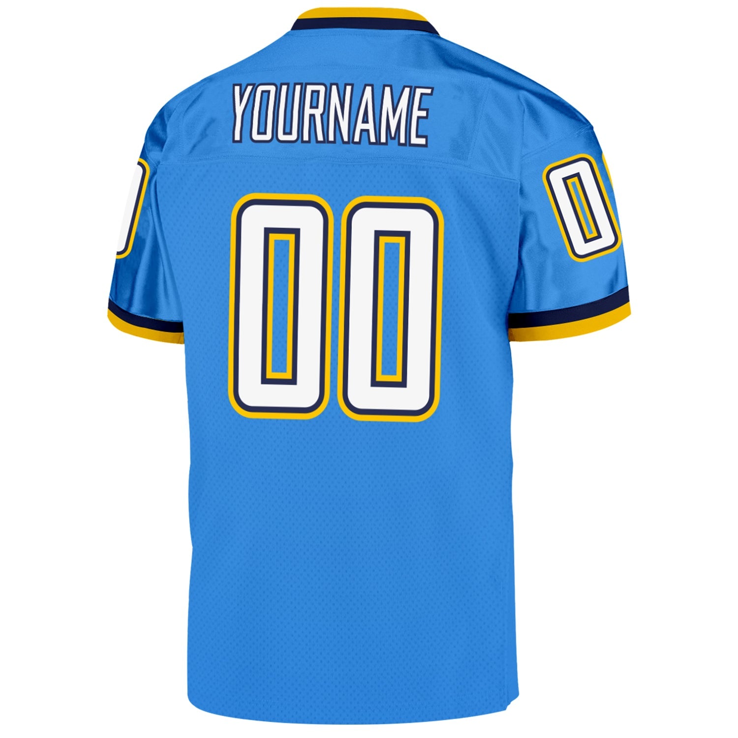 Custom Powder Blue White-Navy Mesh Authentic Throwback Football Jersey - Sky-Custom